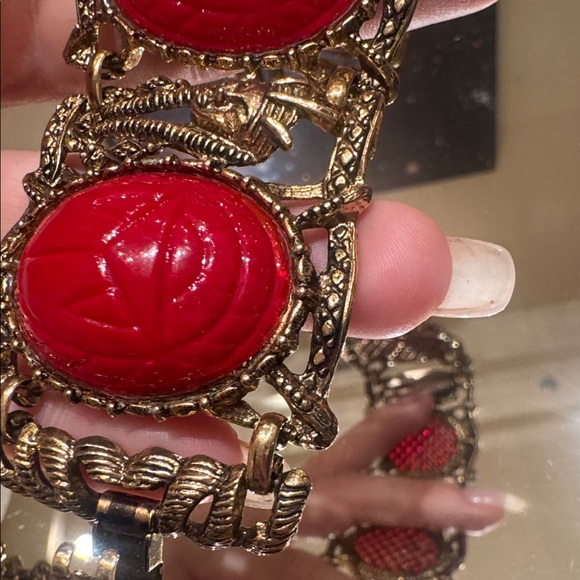 Vintage Selro Egyptian Scarab Bracelet and Earrings - Picture 9 of 13